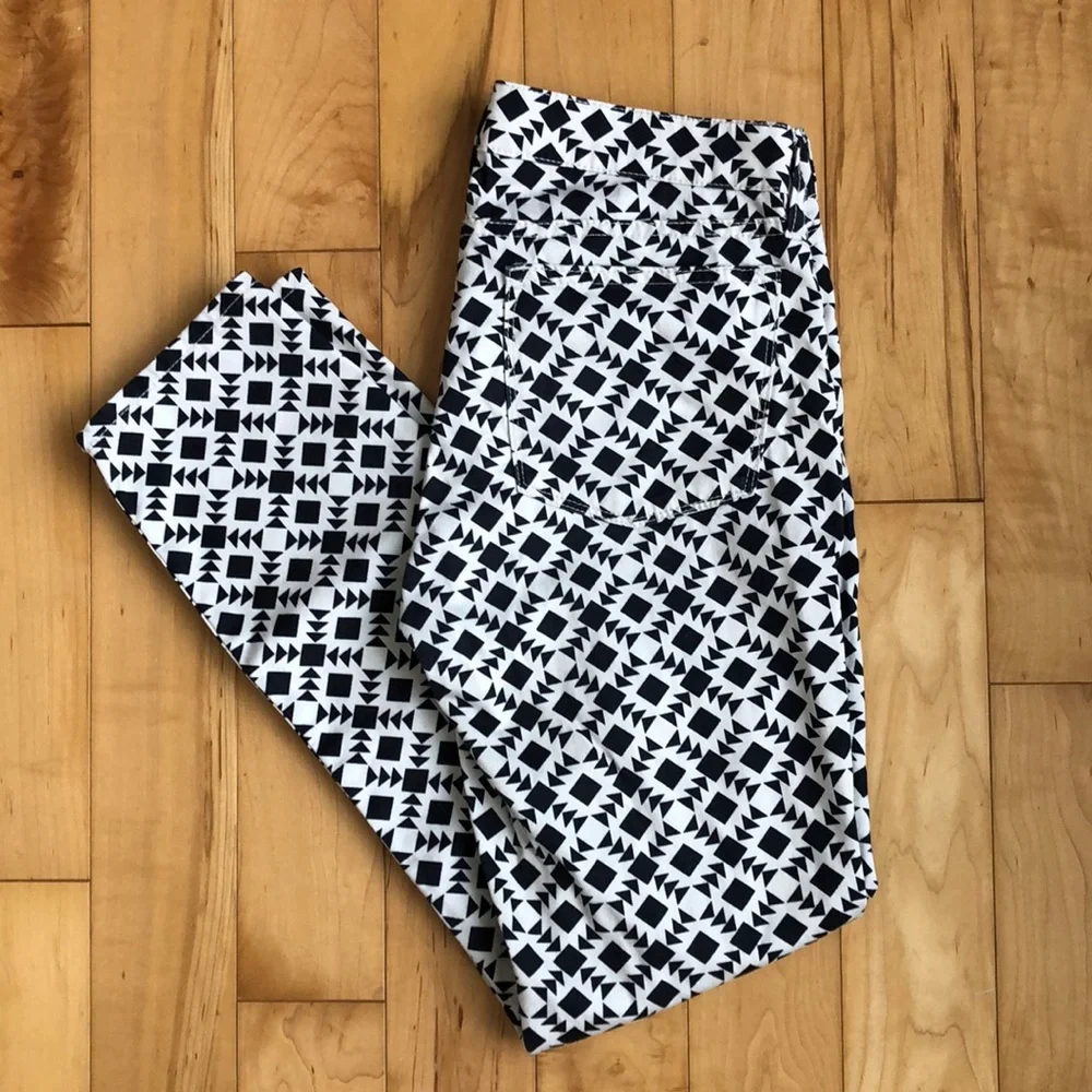 Vintage Y2K J.Crew Navy and White Graphic Print Stretch Jeans Pants Size 26